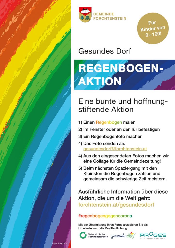 Plakat: Regenbogen-Aktion-Gesundes-Dorf-2020