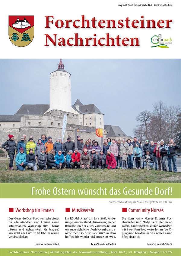 Das Cover der Gemeindezeitung Forchtnstein, Frühling 2022