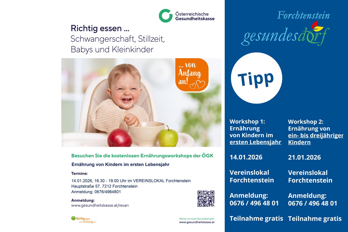 Gesundes Dorf Forchtenstein: Ankündigung 2 Workshops