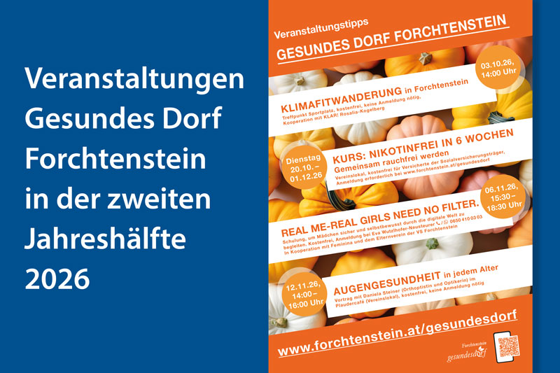Gesundes Dorf Forchtenstein: Veranstatlungen zweite Jahreshälfte 2026